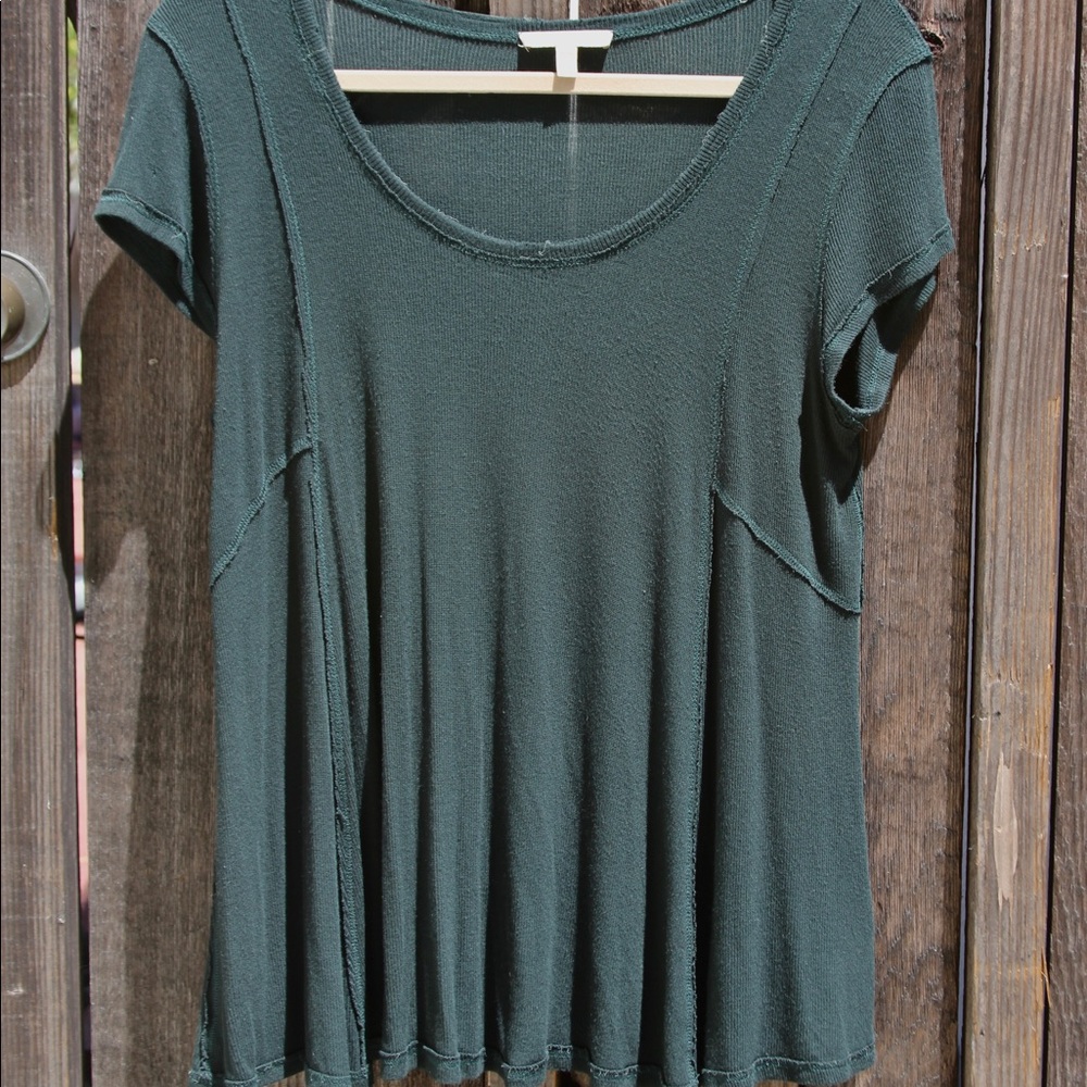 Anthropologie Bordeaux Green short sleeved Blouse